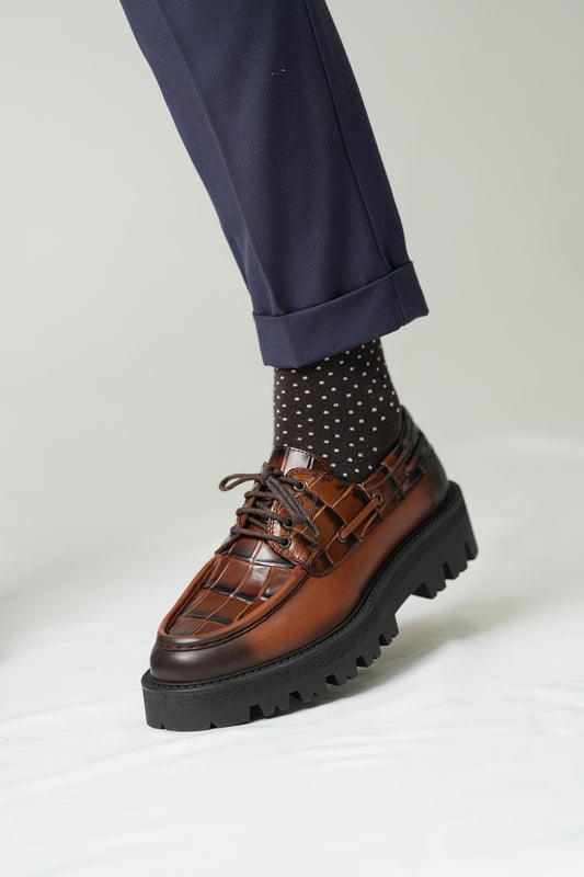 Men’s, Chroc- Embossed Brown Shoes