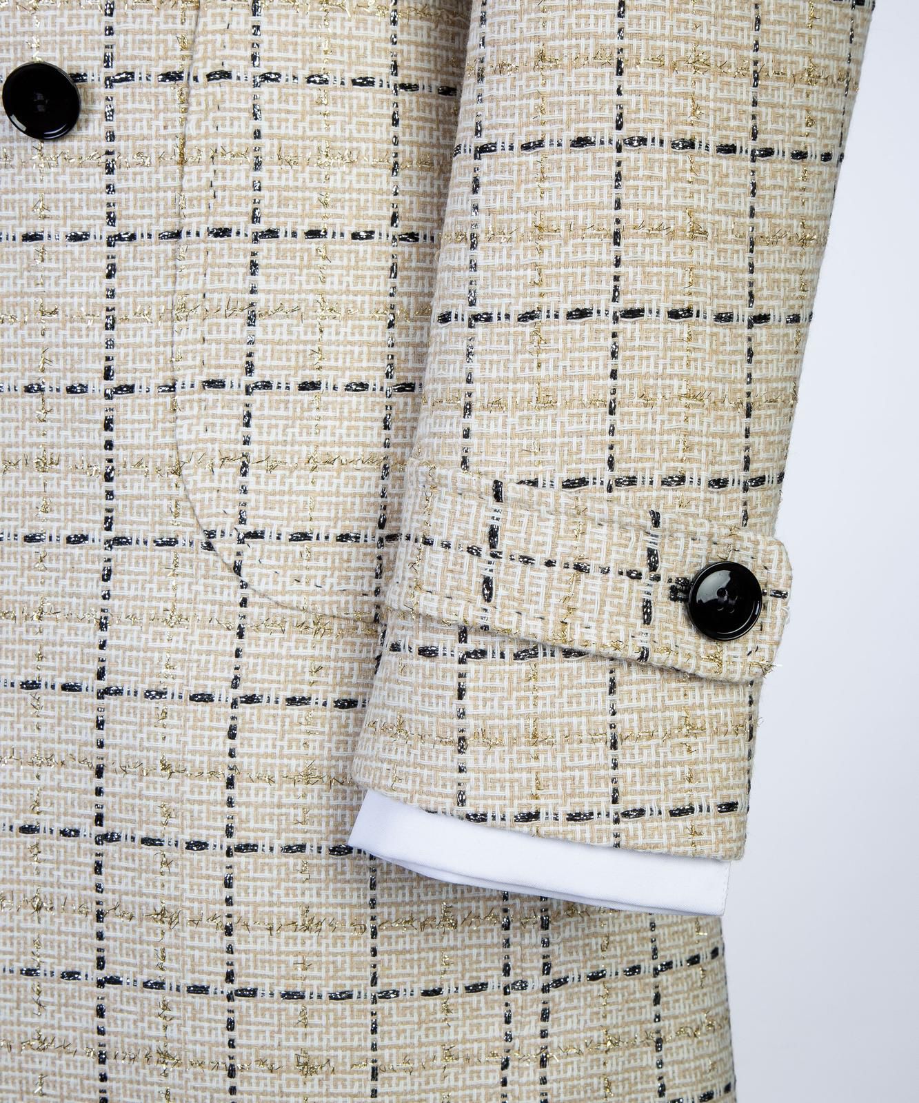 Cream Check Design Men’s Long Coat