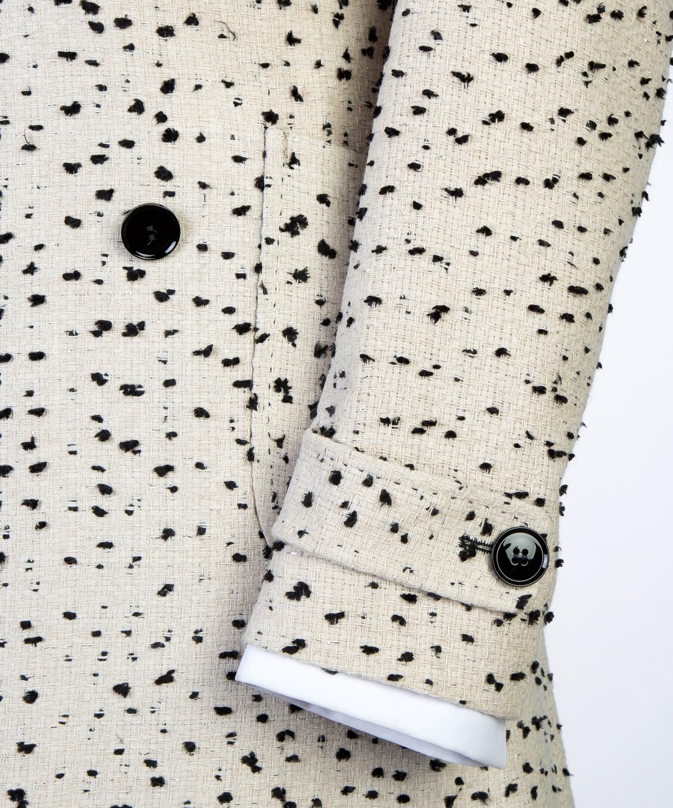 Cream Dot Design Men’s Long Coat