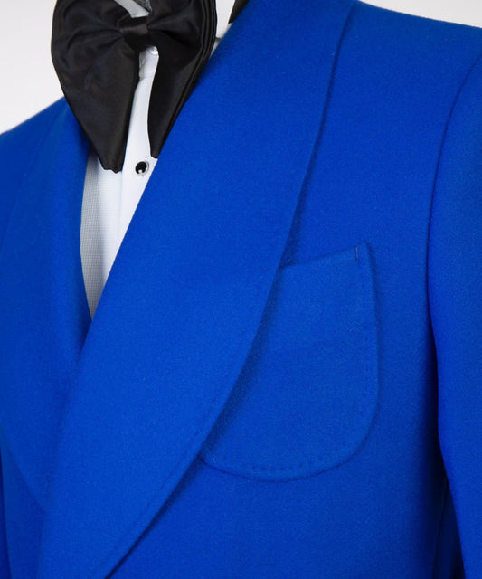 Blue Double Breasted Men’s Long Coat