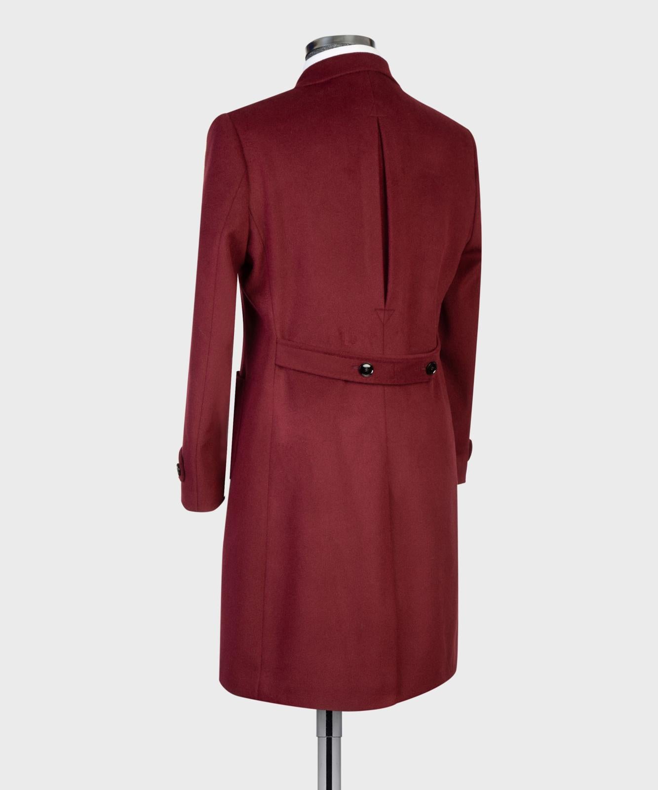 Burgundy Double Breasted Men’s Long Coat
