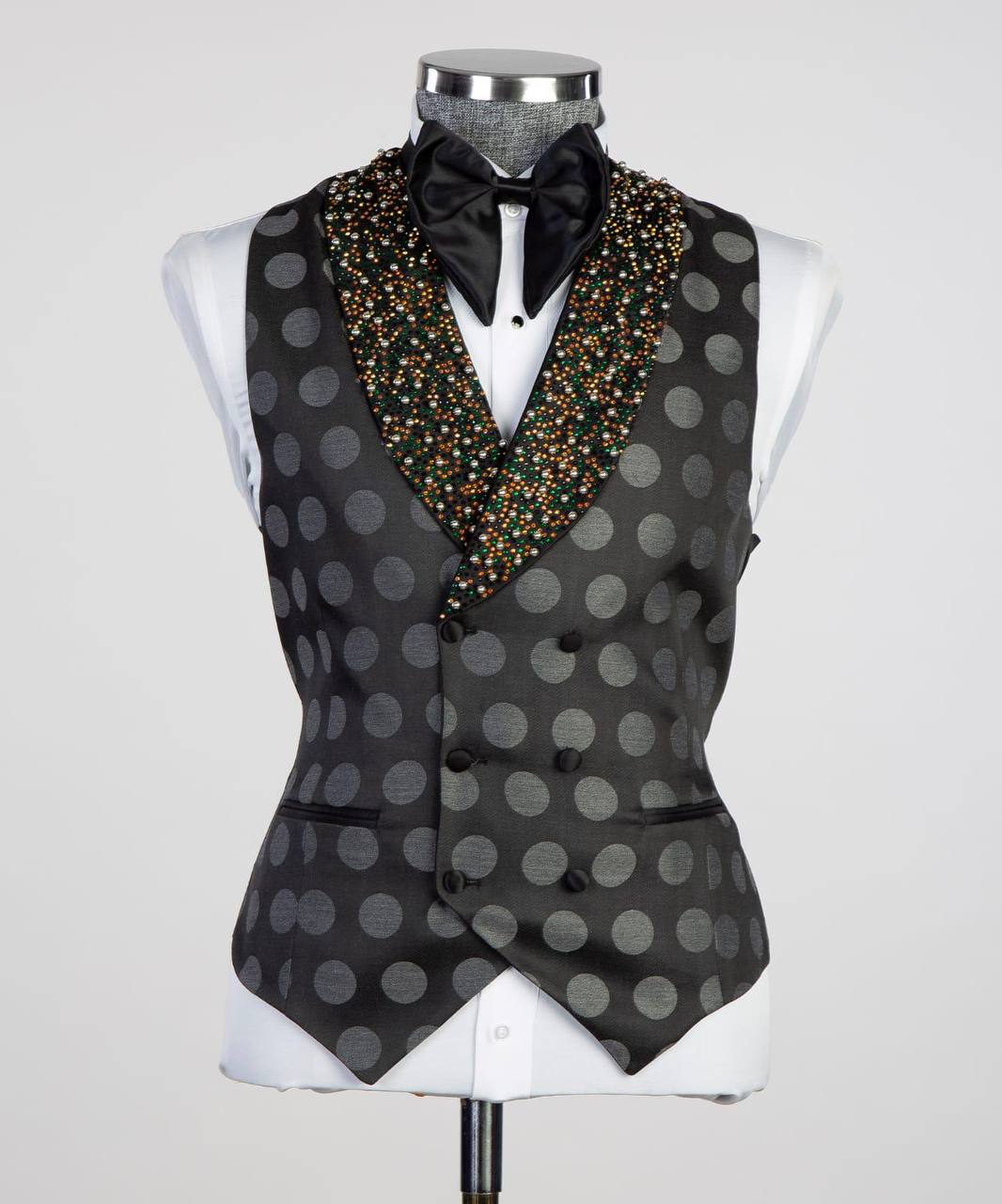 Men's 3 Piece Tuxedo Stone Detailed Collar