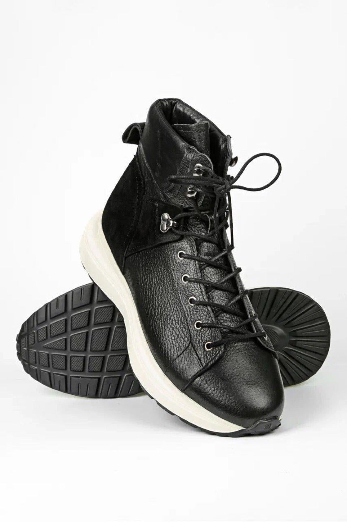 Black Leather LaceUp Boots