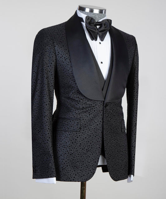 Men's 3 Piece Shining Black Tuxedo