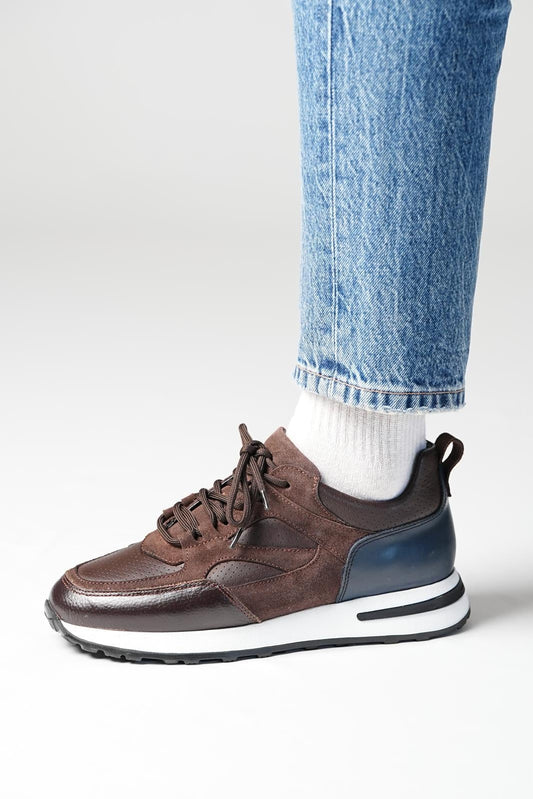 Men’s Brown Leather & Suede Sneakers