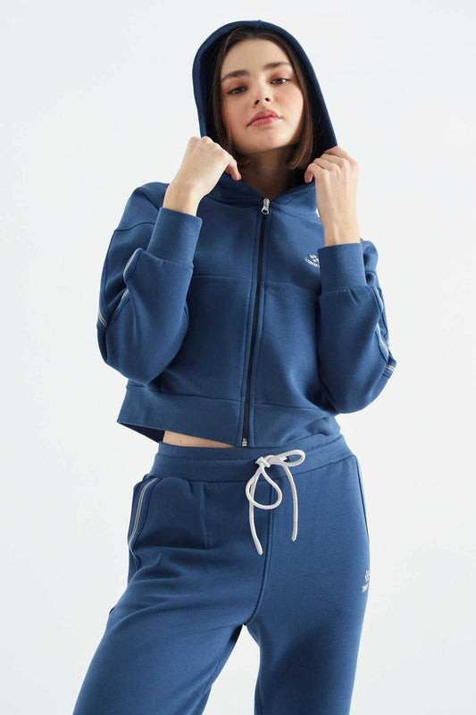 Women's Blue Zip-Up Tracksuit Set - SevendayShopping