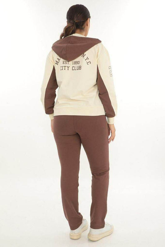 Women's Cream-Brown Tracksuit Set - SevendayShopping