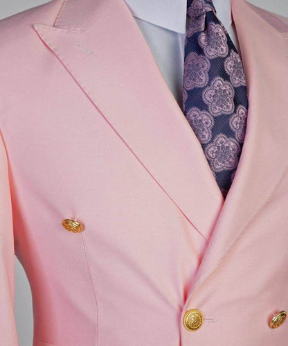 Double Breasted Pink Suit Peak Lapel 2pc - SevendayShopping