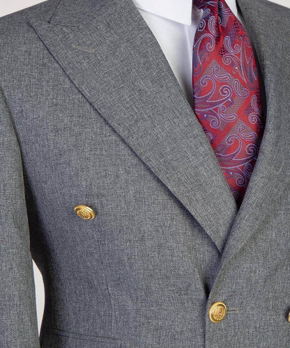 Double Breasted Grey Suit Peak Lapel 2pc - SevendayShopping