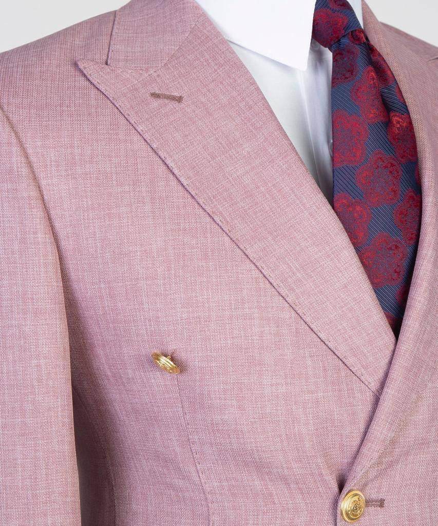 Double Breasted Pink Suit Peak Lapel 2pc - SevendayShopping