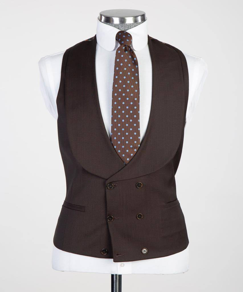 Men's 3 Piece Classic Brown Suit