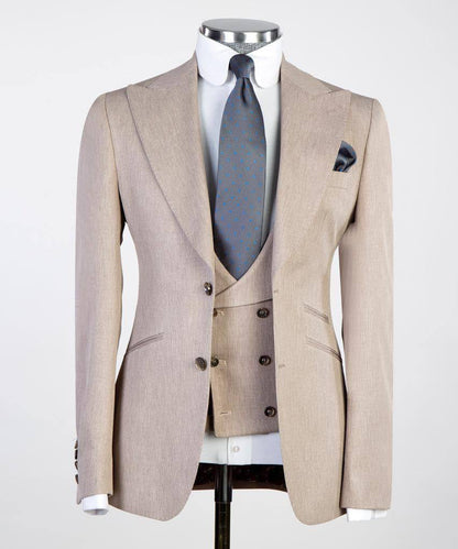 Men's 3 Piece Classic Cream/Beige Suit
