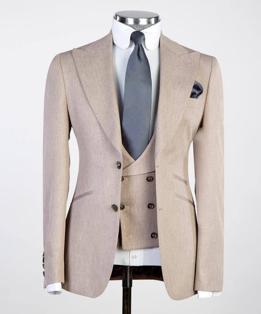 Men's 3 Piece Classic Cream/Beige Suit