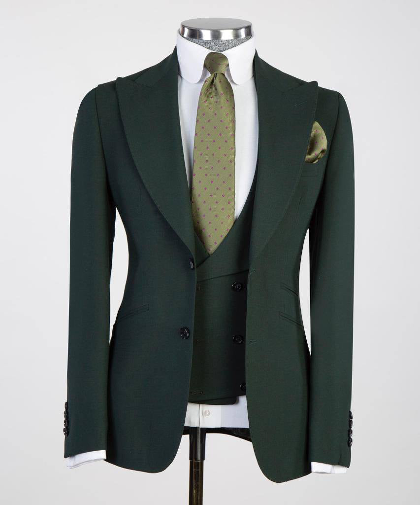 Men's 3 Piece Classic Olive Green Suit
