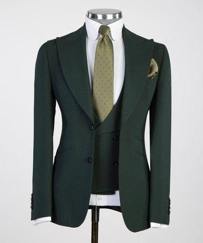 Men's 3 Piece Classic Olive Green Suit