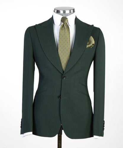 Men's 3 Piece Classic Olive Green Suit
