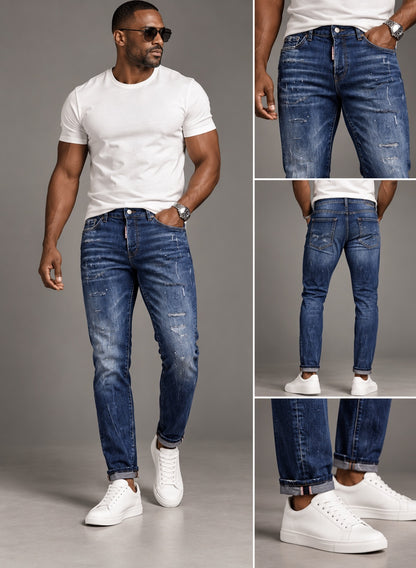 Men's Slim Fit Stretch Denim Jeans – Navy Blue