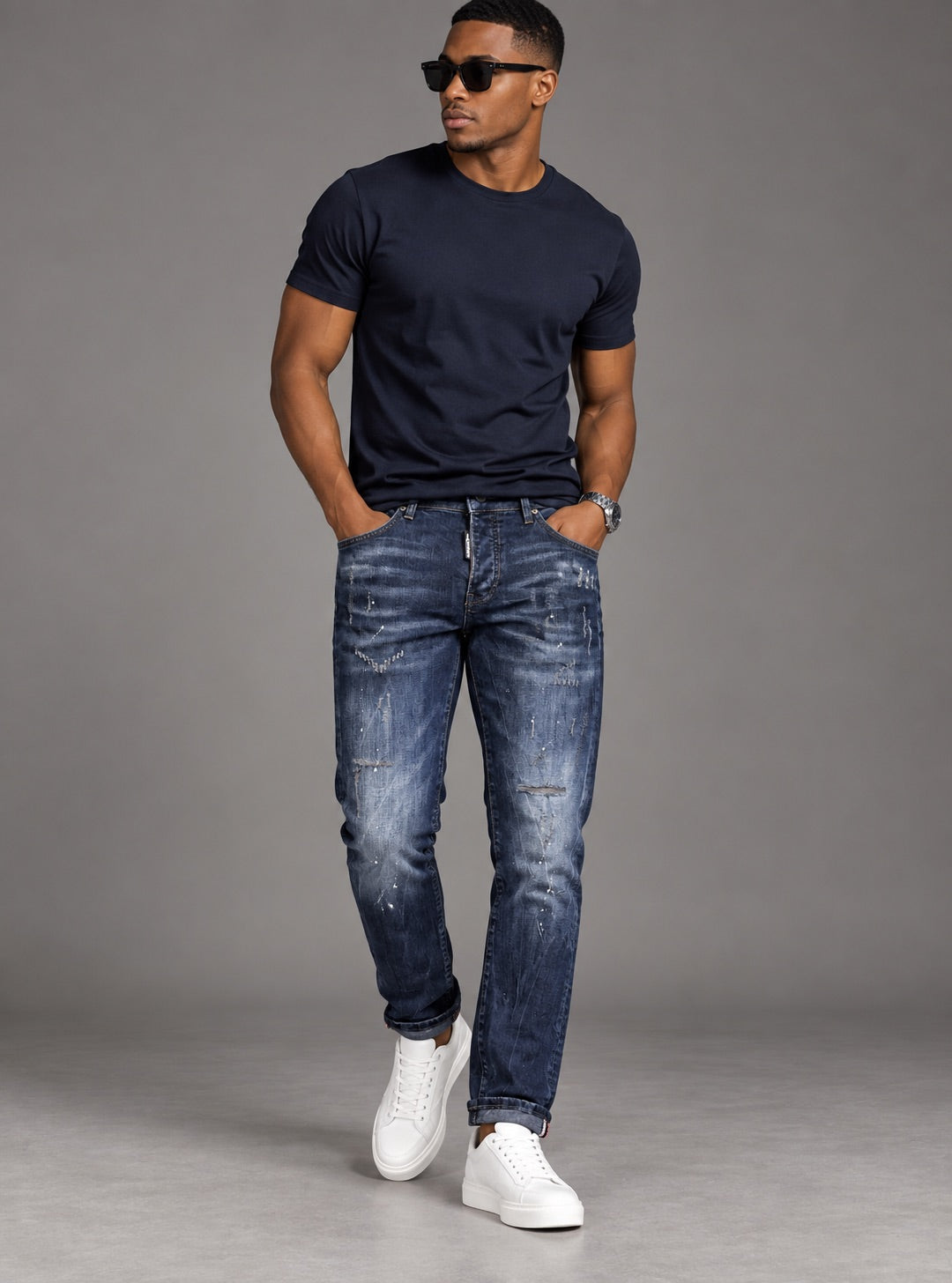 Men's Slim Fit Stretch Denim Jeans – Navy Blue