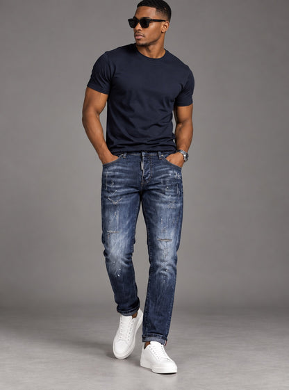 Men's Slim Fit Stretch Denim Jeans – Navy Blue