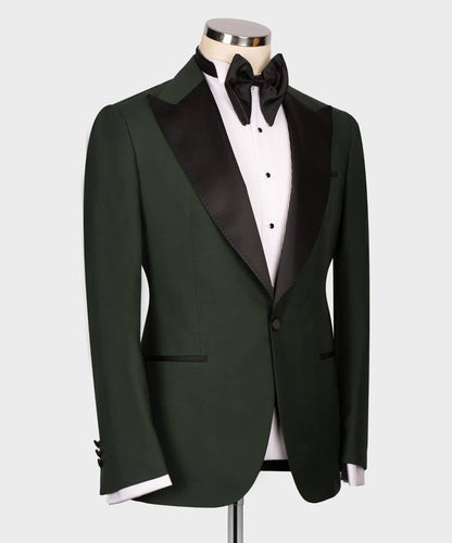Men's 3 Piece Green/BlackTuxedo Suit