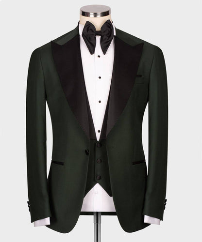 Men's 3 Piece Green/BlackTuxedo Suit