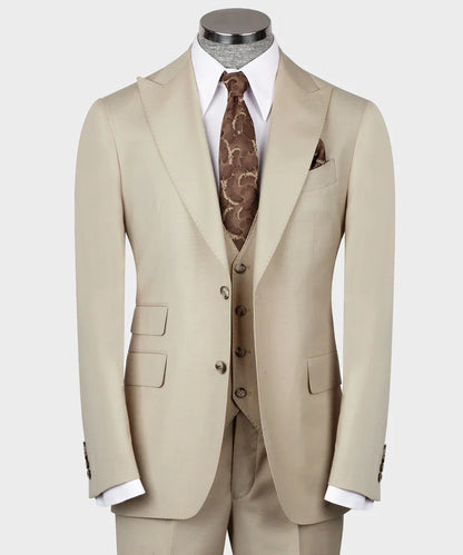 Men's 3 Piece Classic Beige Suit