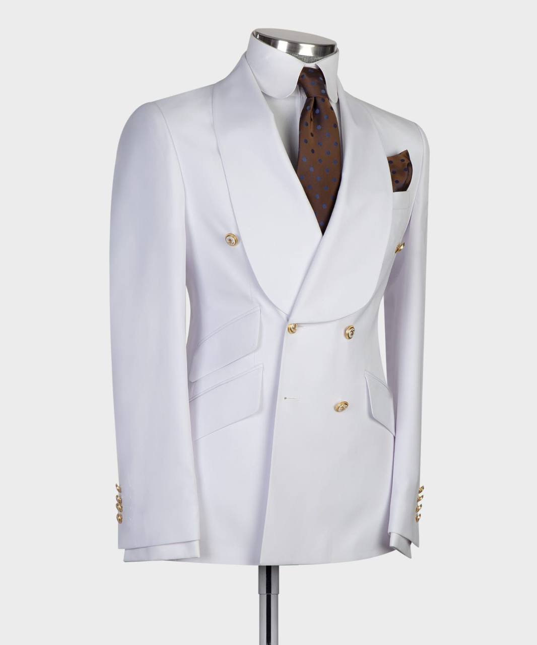 Men's 2 Piece Double Breasted White Tuxedo Suit,