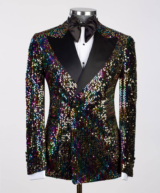 Men's 2 Piece Sequin Colourful Tuxedo Suit