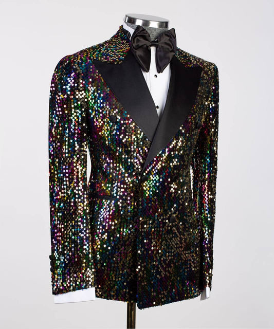 Men's 2 Piece Sequin Colourful Tuxedo Suit