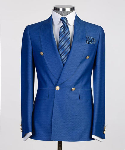 Men's 2 Piece Double Breasted Blue Suit