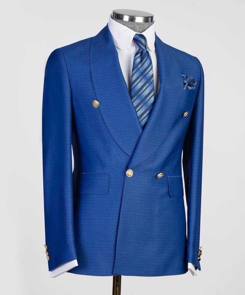 Men's 2 Piece Double Breasted Blue Suit