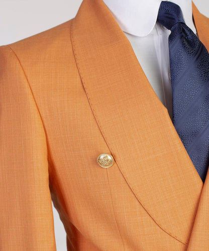 Men's 2 Piece Double Breasted Yellow Suit