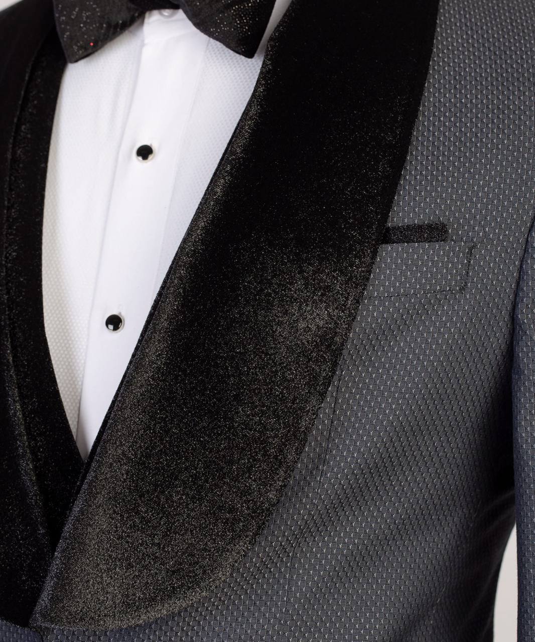 Men's 3 Piece Grey Tuxedo, Suit, Velvet Shawl Lapel, Costume