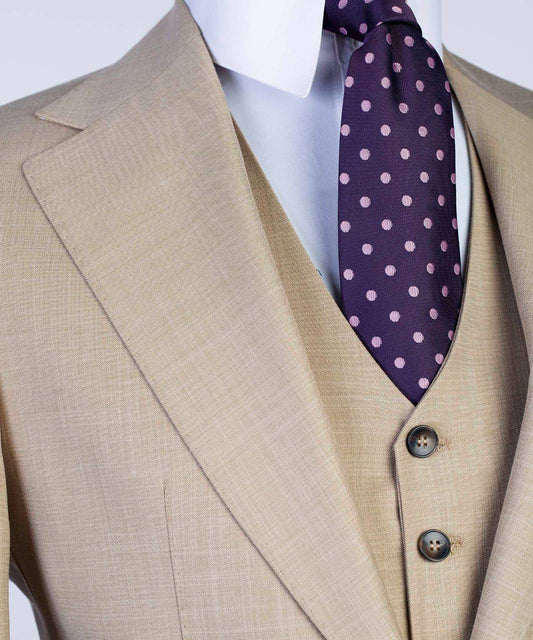 Men's 3 Piece Beige/Cream Classic Suit