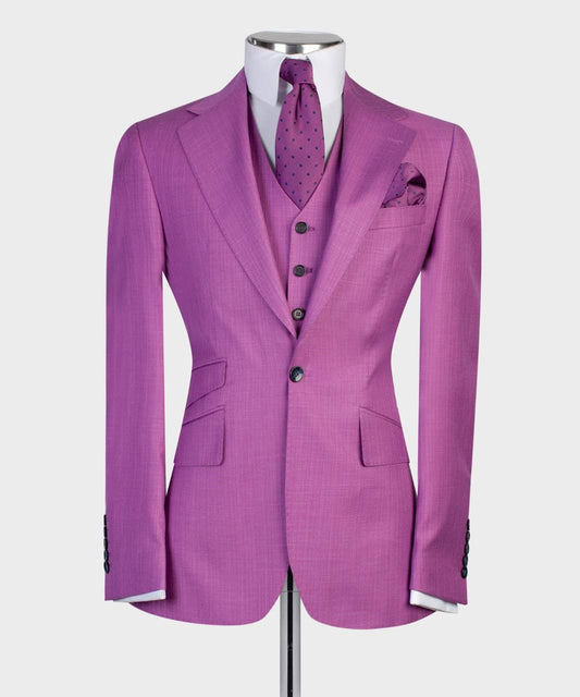 Men's 3 Piece Classic Purple Pink Suit