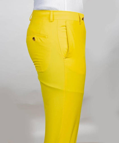 Men's Suit 2 Piece Double Breasted Yellow,Peak Lapel