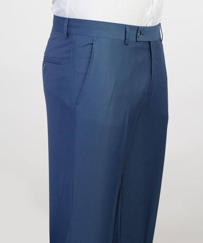 Men's 2 Piece Blue Suit Pocket Detail