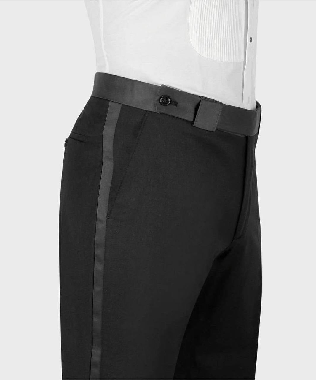 White Tuxedo with Black Collar,Belted