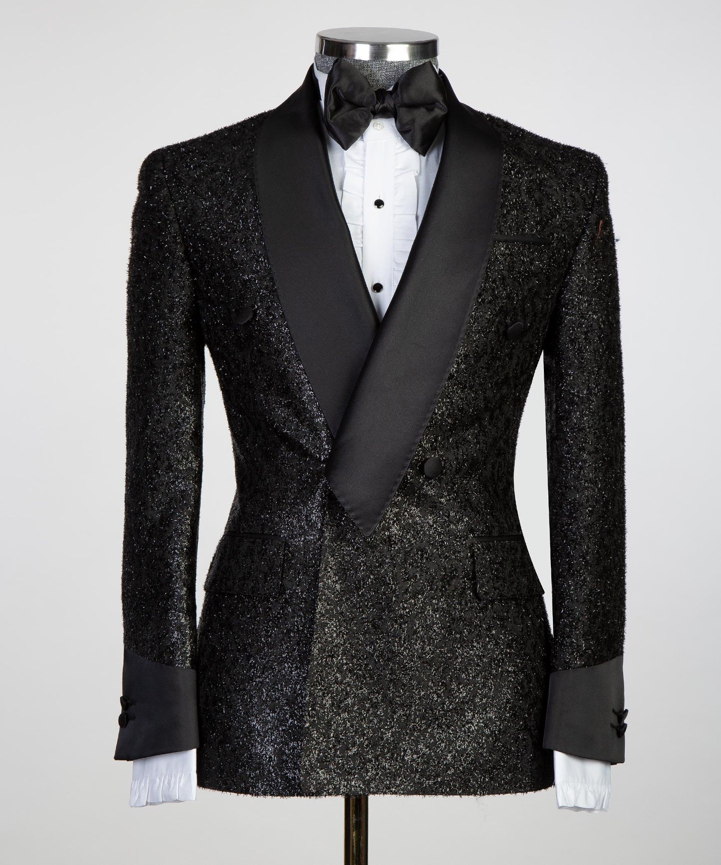 Men's 3 Piece Black Shining Tuxedo Suit
