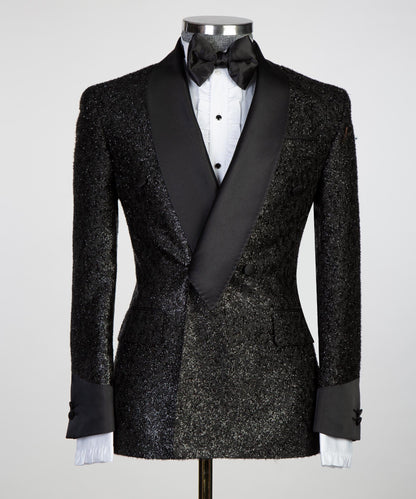Men's 3 Piece Black Shining Tuxedo Suit