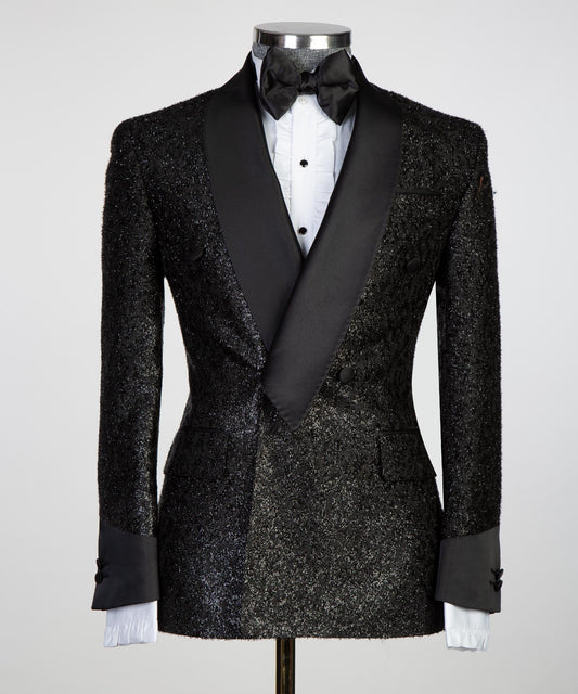 Men's 3 Piece Black Shining Tuxedo Suit