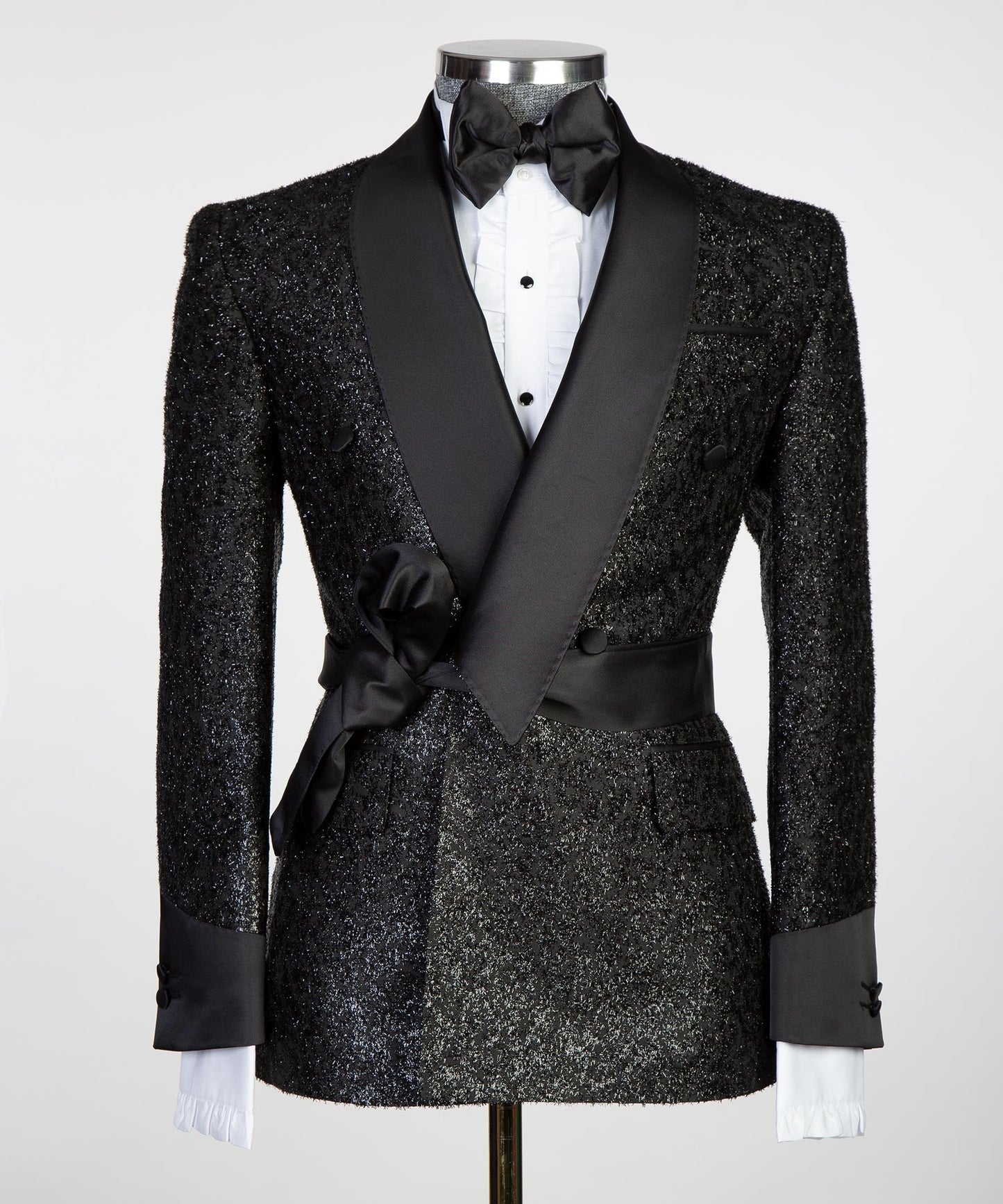 Men's 3 Piece Black Shining Tuxedo Suit