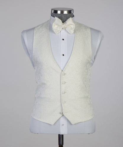 Men's 3 Piece Beige Tuxedo Suit Peak Lapel