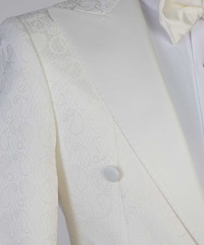 Men's 3 Piece Beige Tuxedo Suit Peak Lapel