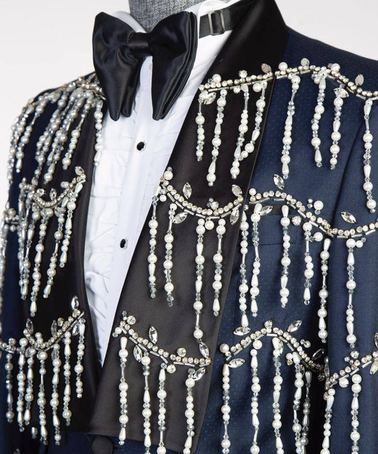 Men's Tuxedo, Beaded, 2 Piece Navy