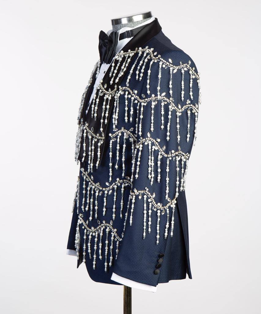 Men's Tuxedo, Beaded, 2 Piece Navy