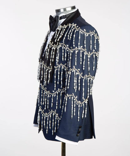 Men's Tuxedo, Beaded, 2 Piece Navy