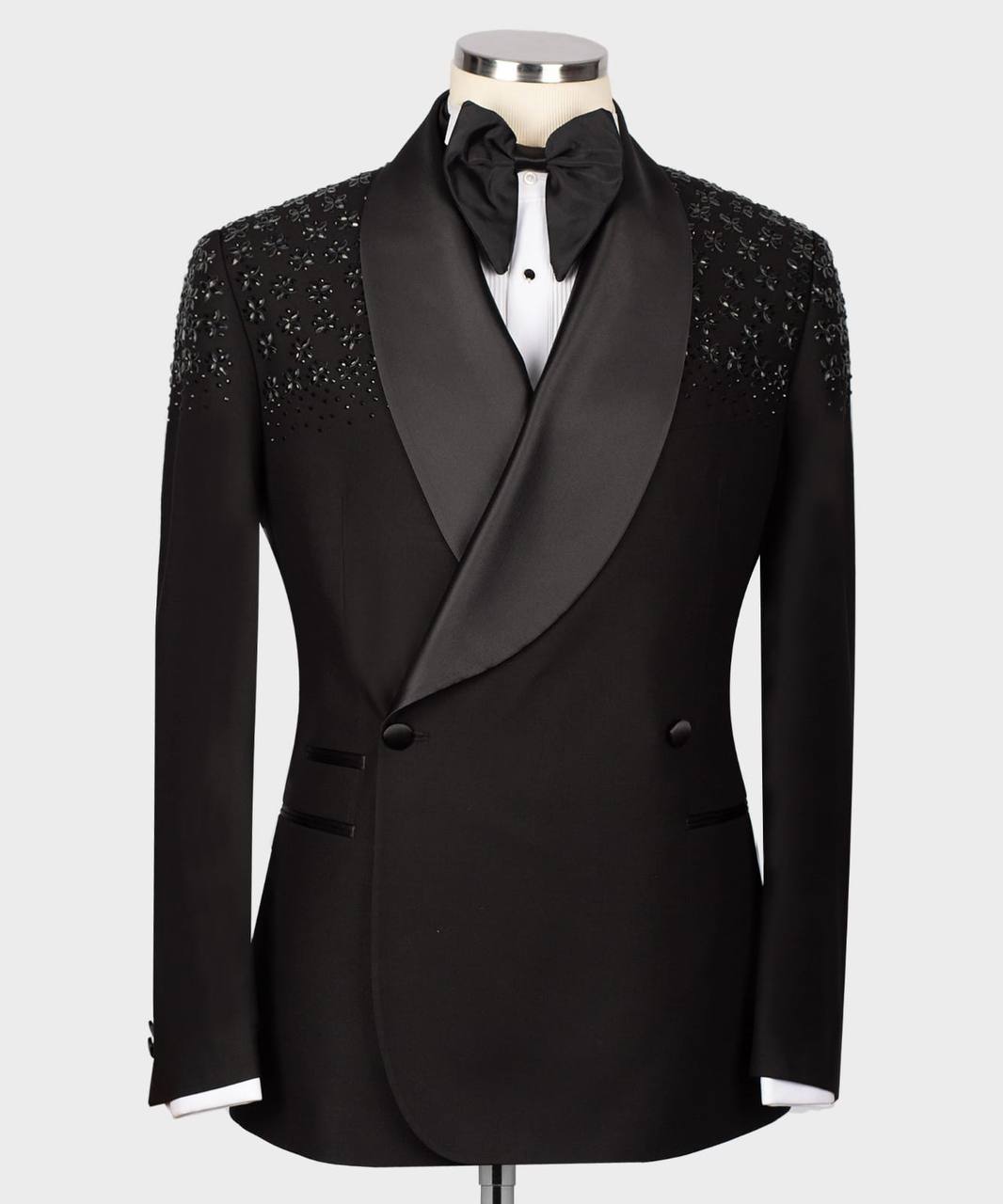 Men's Tuxedo, Black, Beaded on Shoulder
