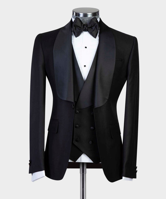 black tuxedo with satin lapels