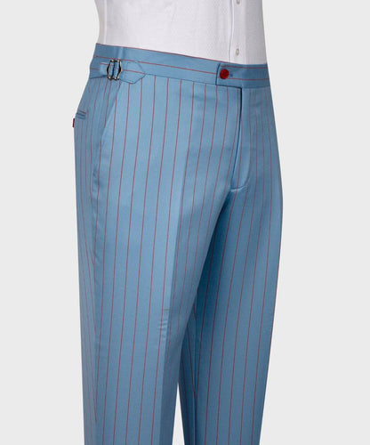 Men's Suit Set, %100 Wool, Striped, Blue
